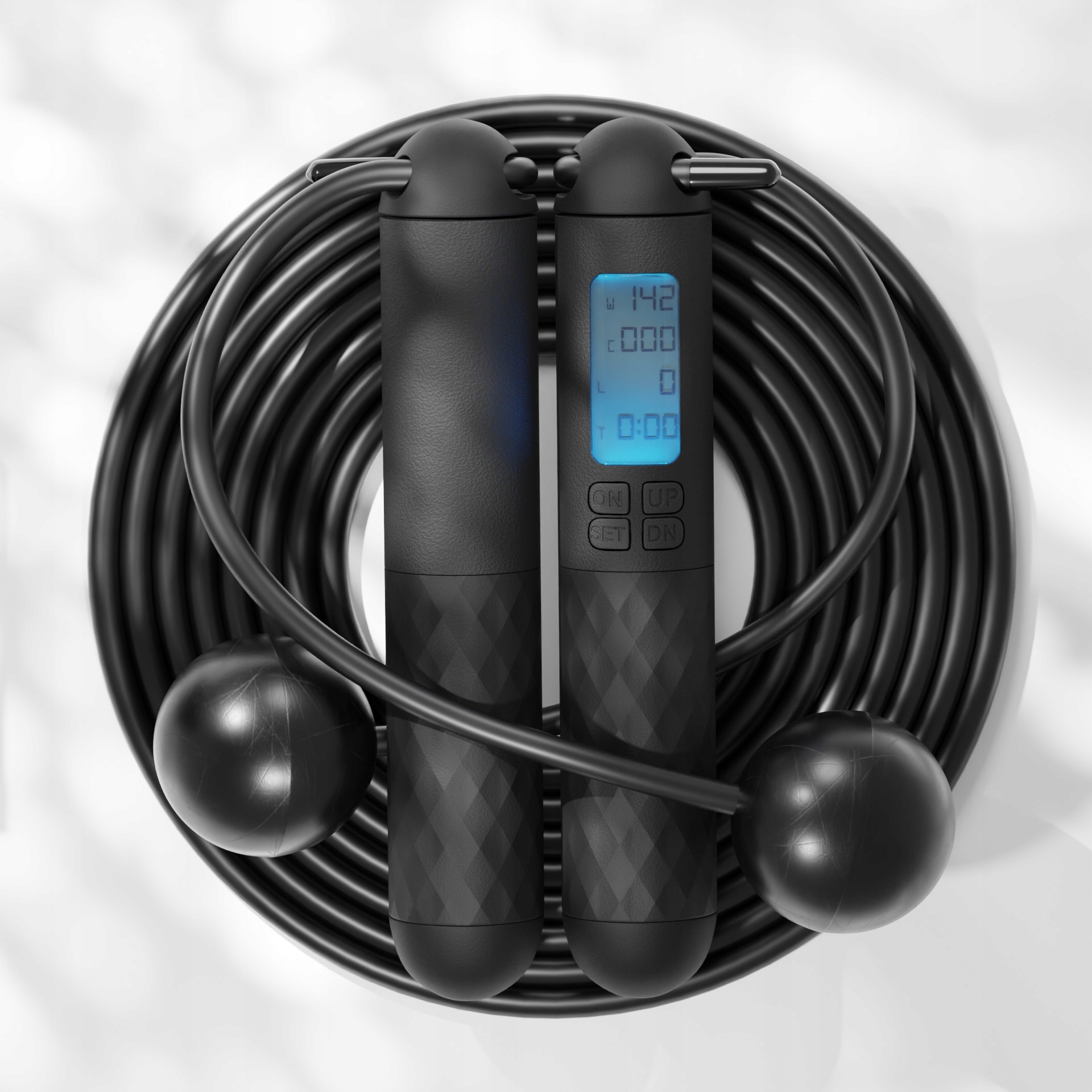 Skakanka z kulkami licznikiem LED regulacją, 280cm Długość linki 280 cm