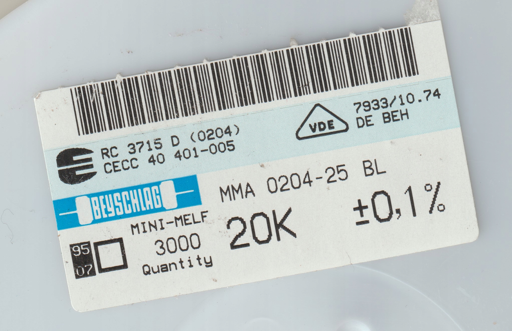 20x 20k 0.1% 25ppm Rezystor Smd minimelf MMA0204
