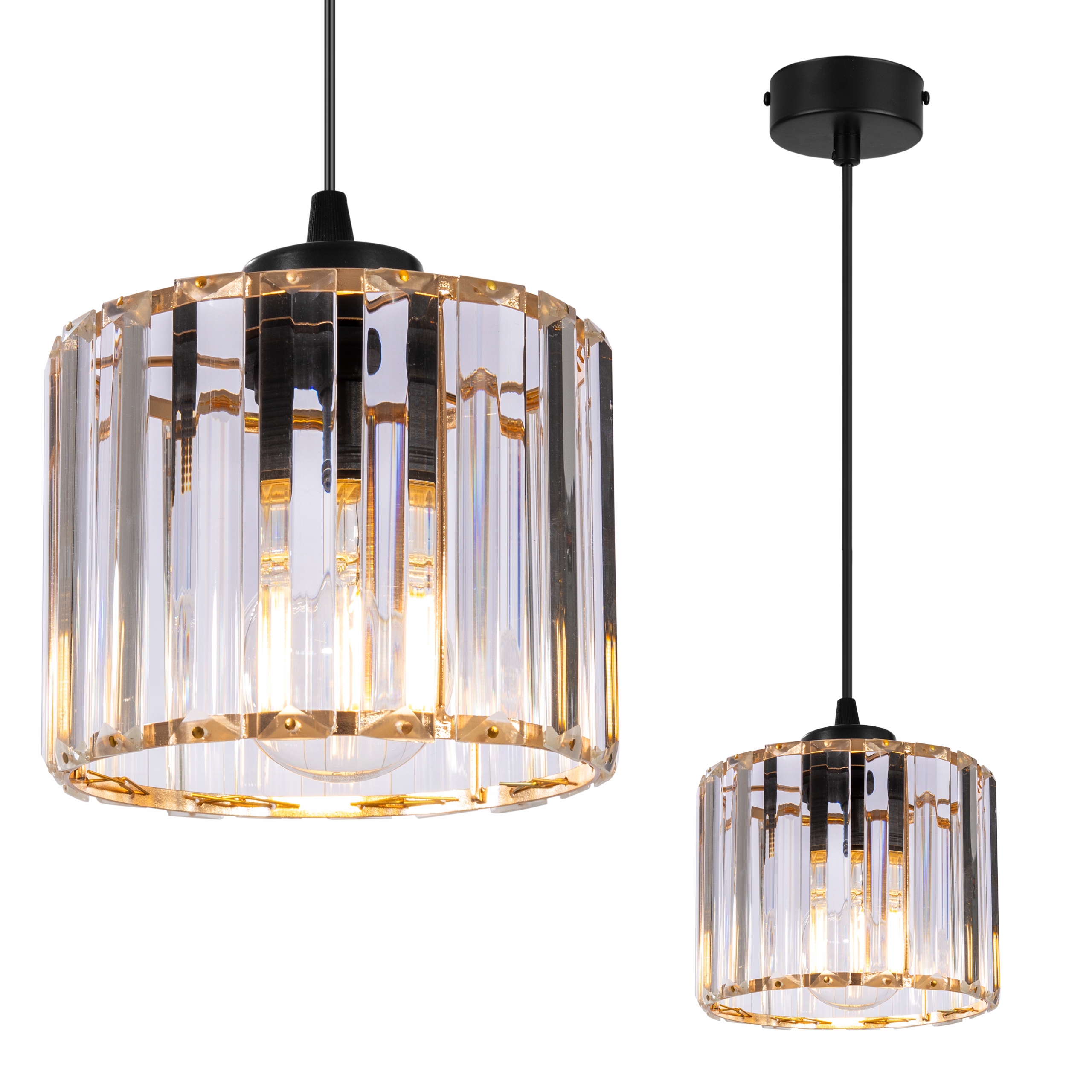 

Lampa Wisząca Żyrandol Złoty Szklana Kryształ