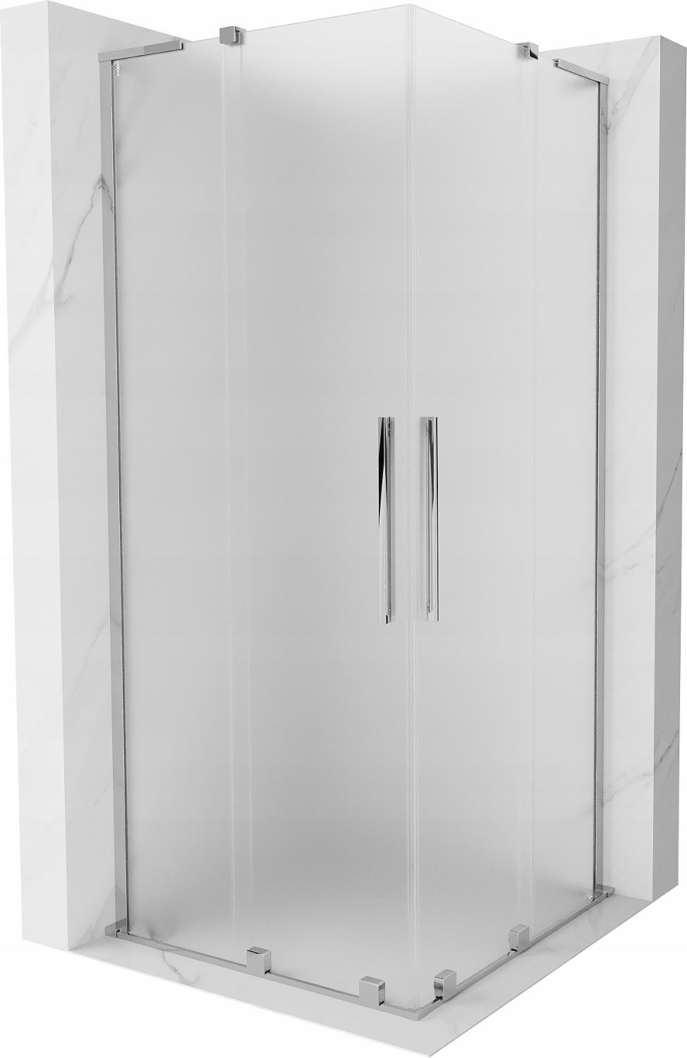 Sprchový kout Mexen Velar L Duo matný chrom 90x90 cm posuvné dveře