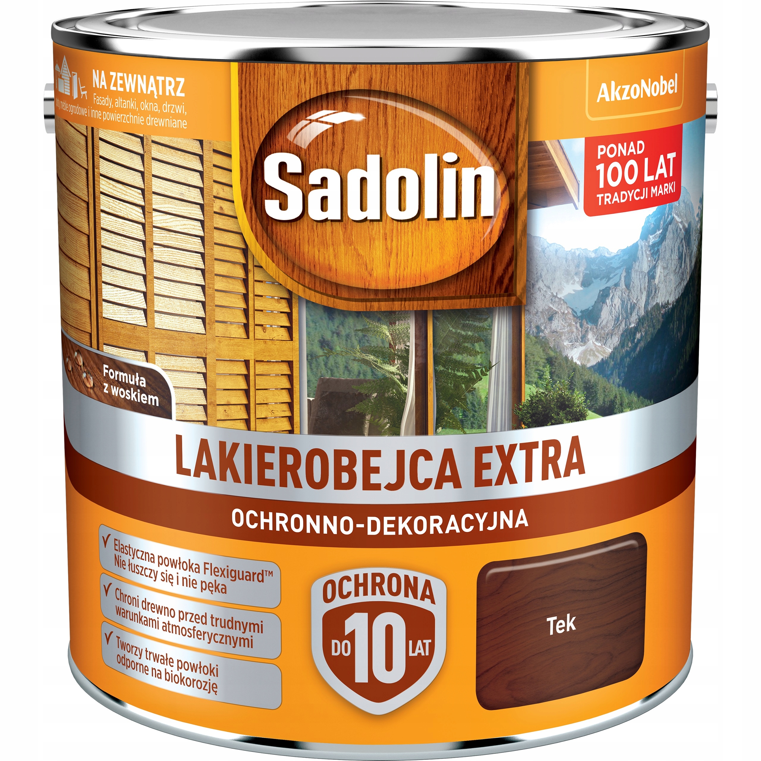 Sadolin Extra Lakierobejca Do Drewna Okien Elewacji Tik Tek Teak 2,5L