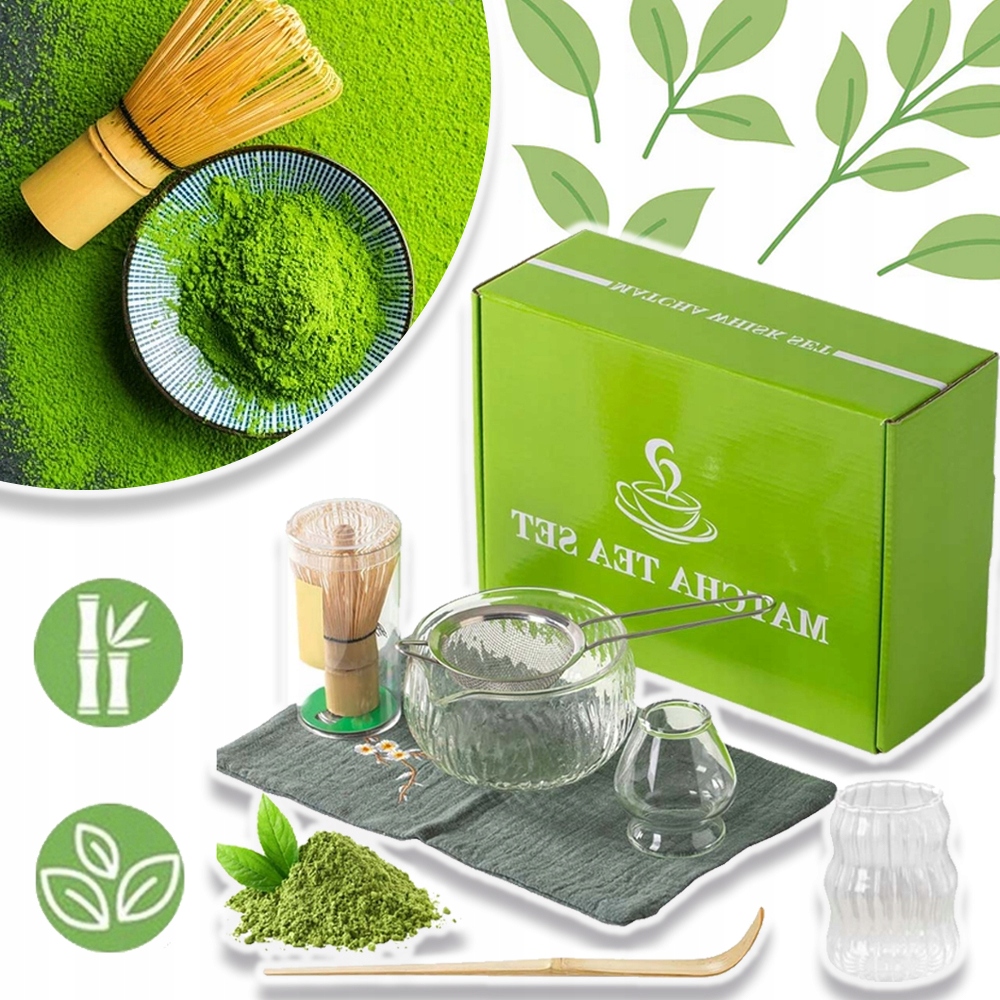 Zestaw Herbata Matcha Japońska Matchy Miotełka Bambusowa 7 Szt
