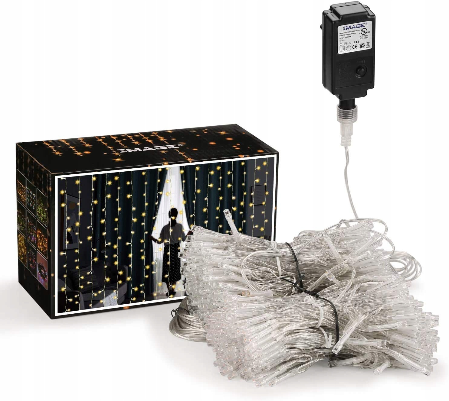 Kurtyna Świetlna Lampki Dekoracyjne Do Sypialni 6x3M 600 LED — miniatura 7