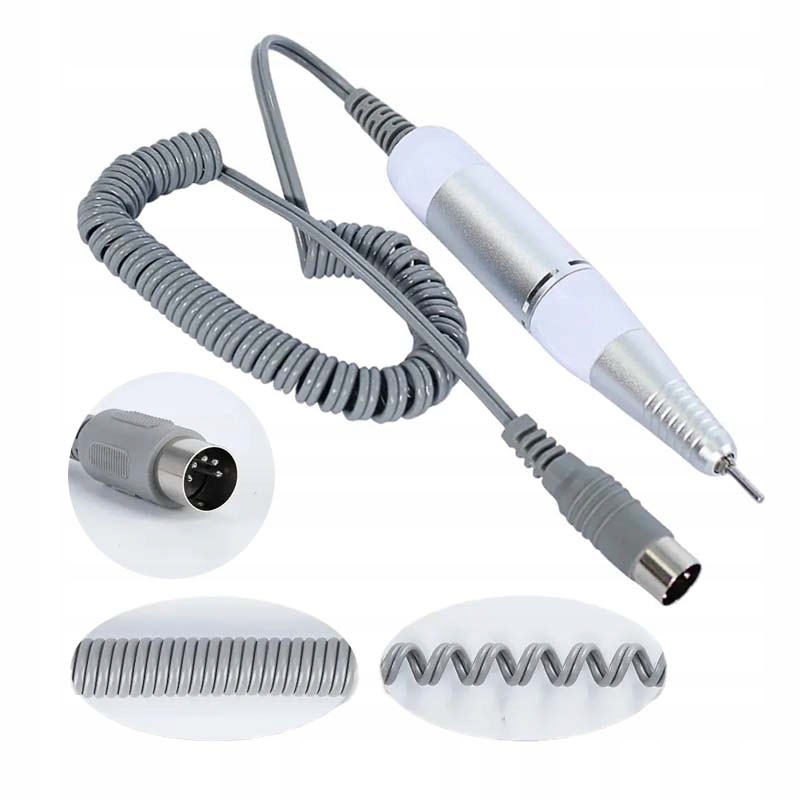 Rączka do frezarki do manicure hybrydowego cicha lekka biało-srebrna