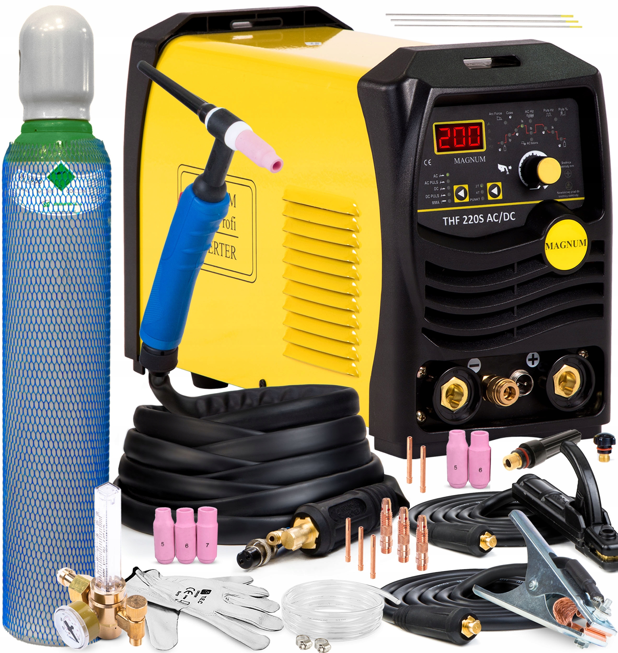 Tig svařovací stroj Ac DC Magnum Thf 200a 220S Puls sada Aluminium Ac/dc