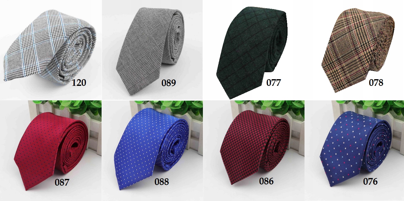 Elegancki KRAWAT męski wąski szary w kratę Model 089k