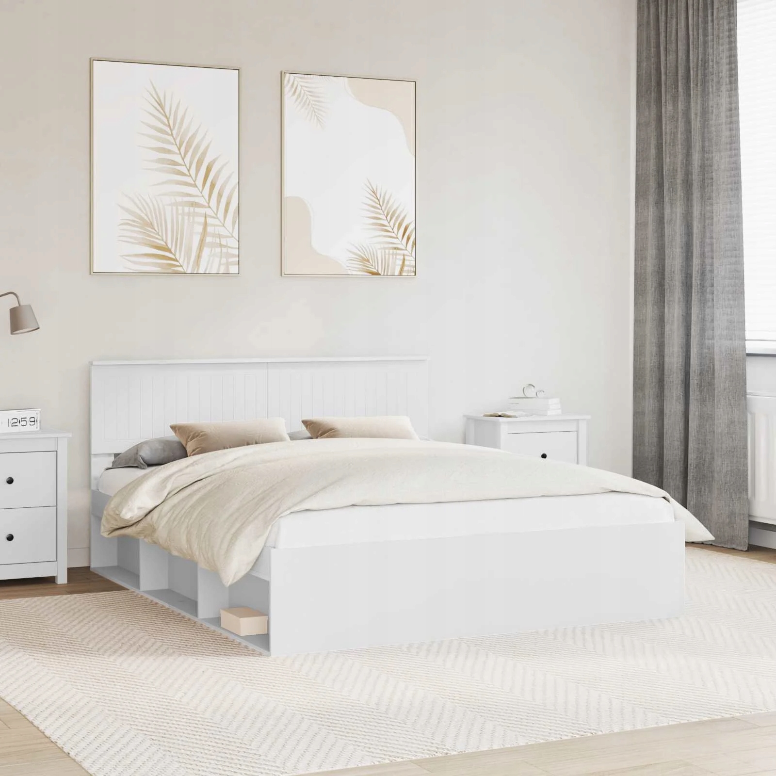 vidaXL Rám postele s čelo Bílá 160 x 200 cm Masivní borové dřevo