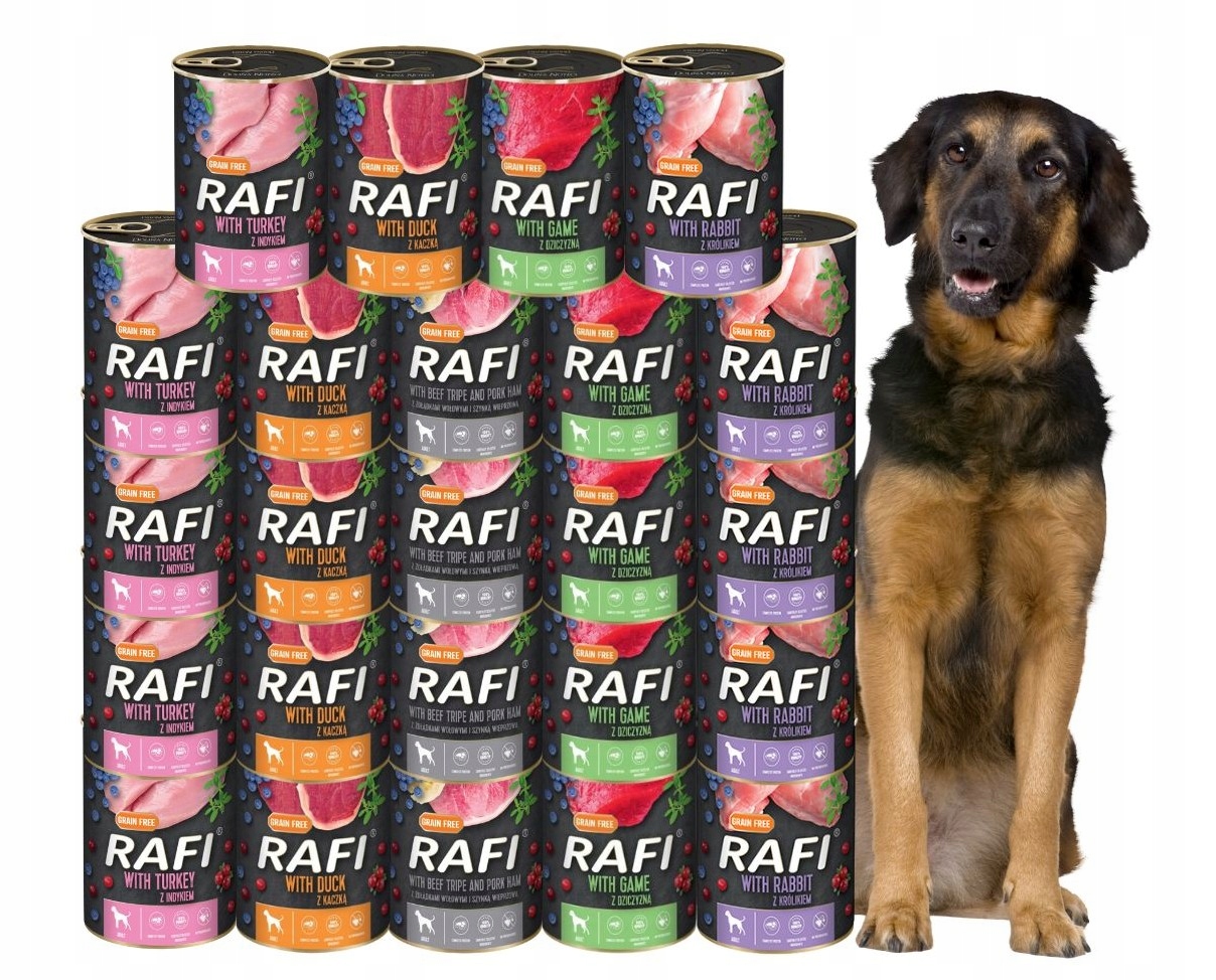 Levně Rafi vlhké krmivo pro psy mix chutí 24x400g Bezobilná Dolina Noteci