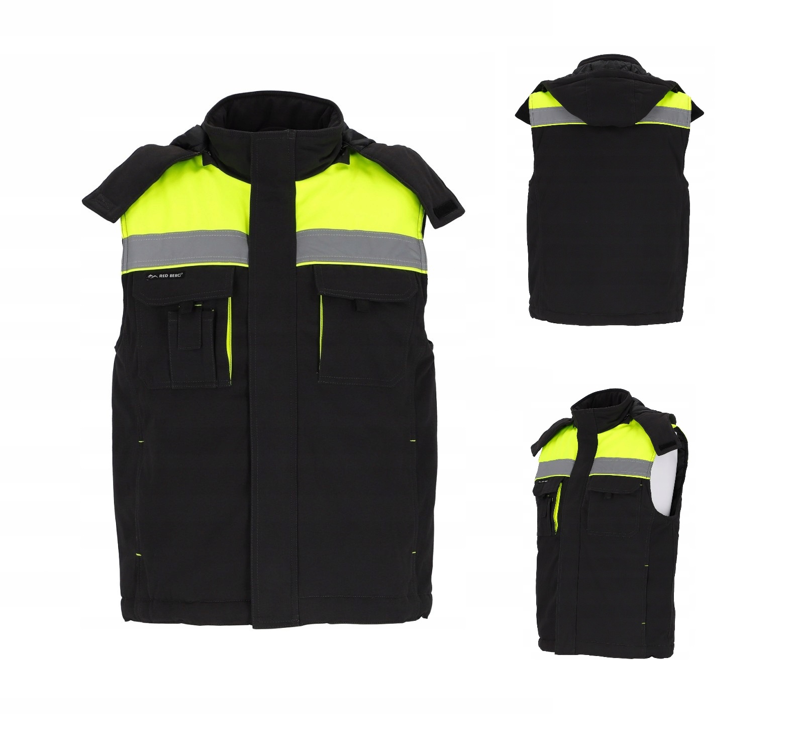 Bezrękawnik Zimowy ocieplany Bawełniany z odblaskami Kaptur rozmiar S