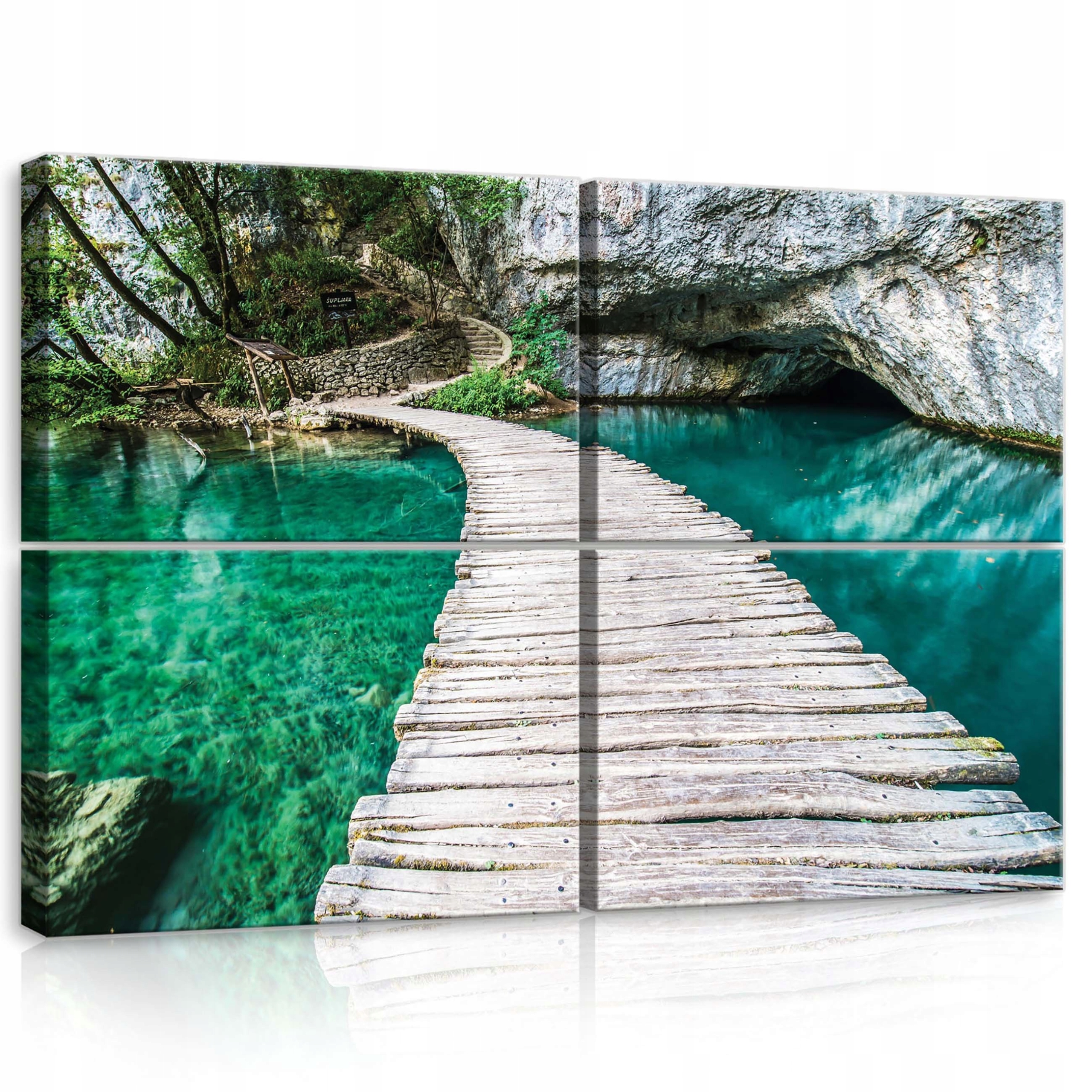 Obraz 120x80 Příroda krajina vodopád jezero řeka most strom skály zeleň