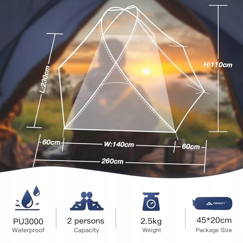 Ultralekki Namiot 2-3 Osobowy 4 Sezony Camping Trekking Wodoodporny — miniatura 2