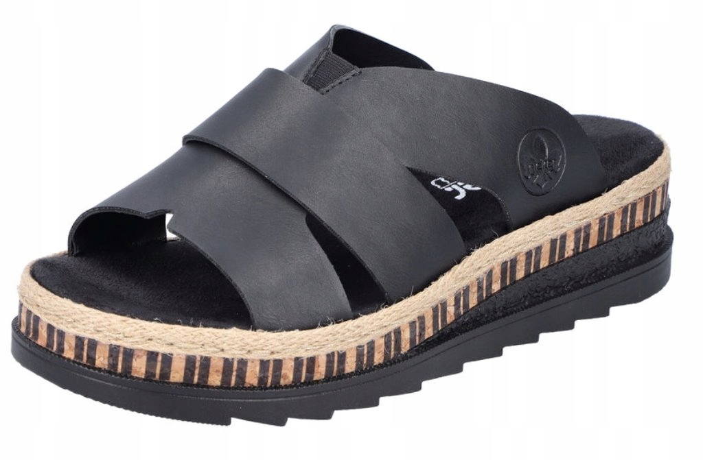 Rieker V7989-00 vel.37 černé pohodlné nazouváky