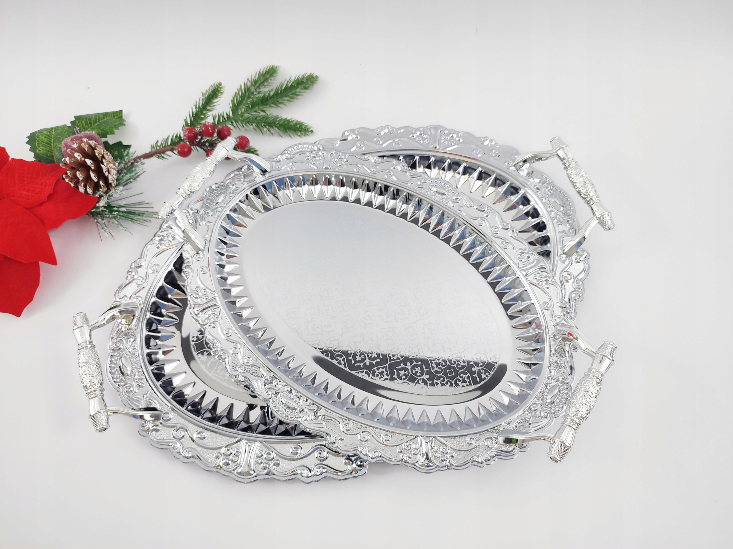 Podnosy Sada 2 Tgl. Silver X971