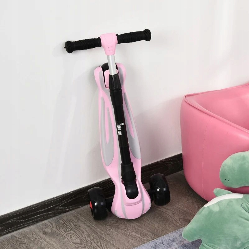 HULAJNOGA 3 KOŁOWA Z REGULACJĄ SKŁADANA RÓŻOWA Marka Homcom