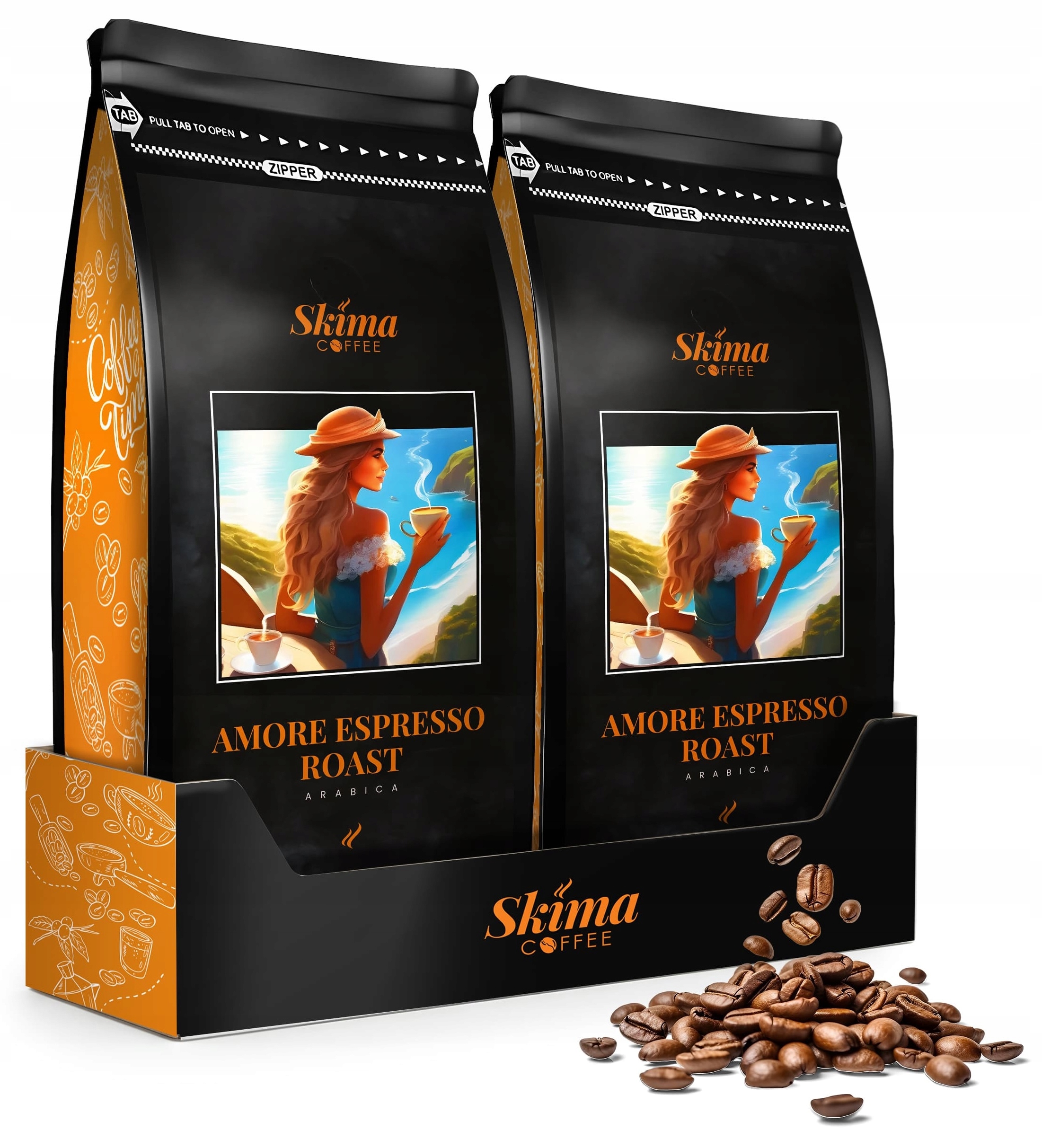 Káva zrna 1kg x2 Amore Espresso Roast (speciální Edice) čerstvá +dárek