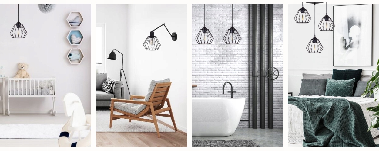 NOWOCZESNA LAMPA SUFITOWA WISZĄCA DIAMENT LOFT Kolor biały czarny