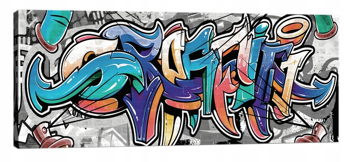 Obraz 145x45 Graffiti street-art urban pouliční umění dynamika barev