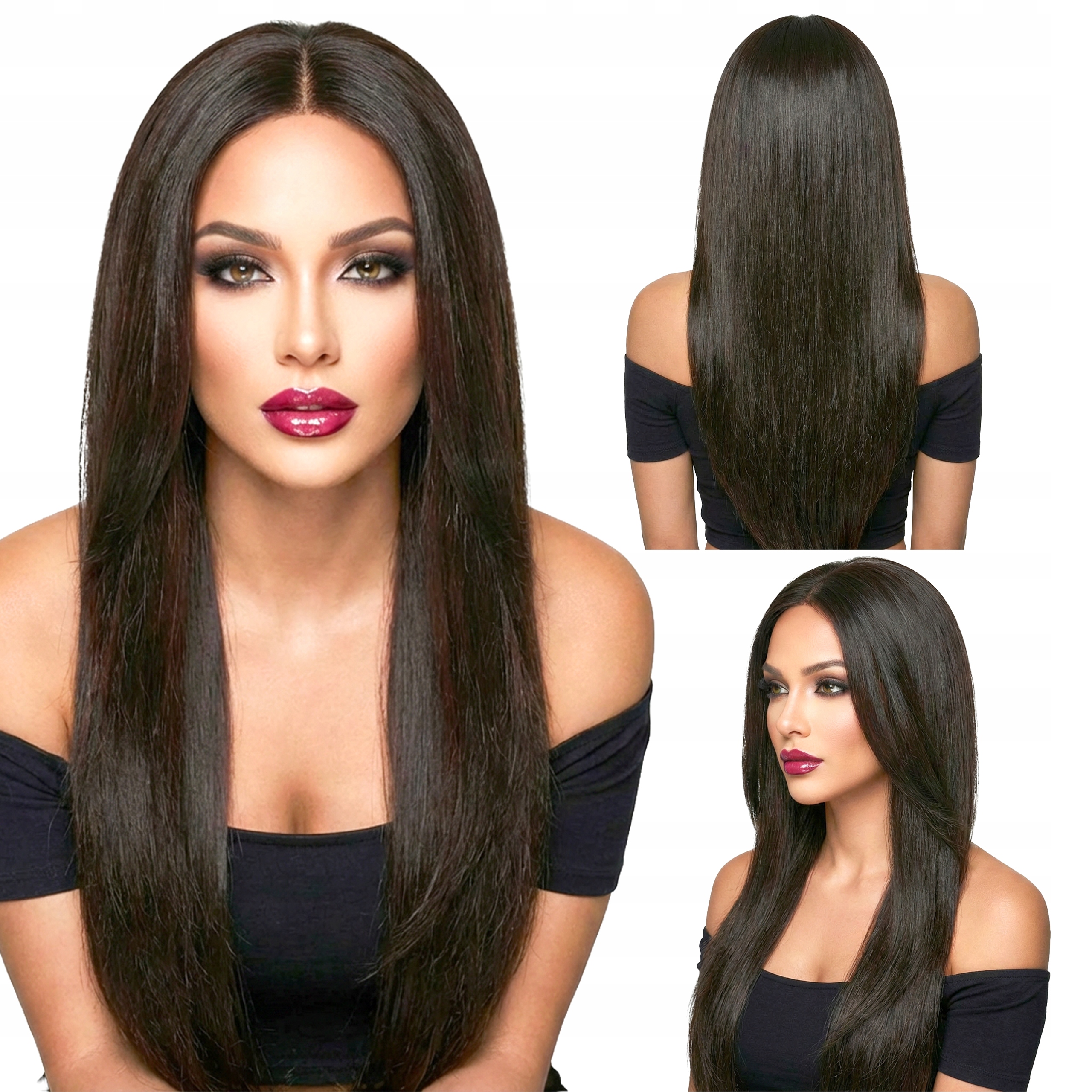 Syntetická paruka Umělé dlouhé stínované vlasy tmavě hnědá/černá 75 cm