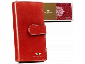 Velká dámská kožená peněženka na zip a zip Peterson