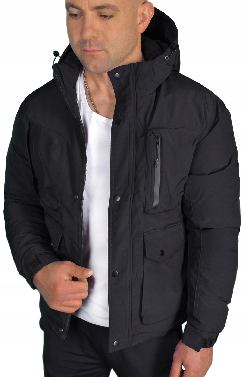 ZIMOWA KURTKA MĘSKA PIKOWANA PUCHOWA Z KAPTUREM Marka J STYLE