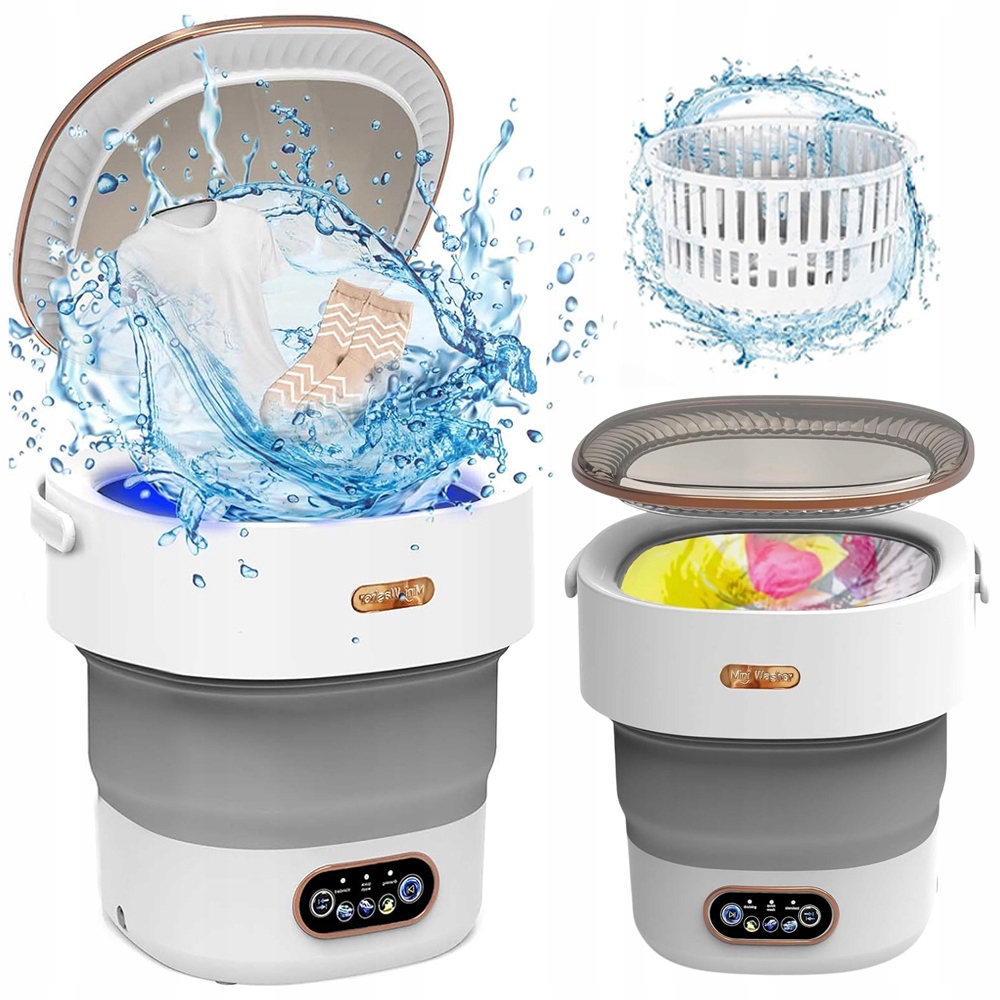 Mini Pralka Turystyczna Składana Przenośna Automatyczna Wirnikowa 12 Litrów