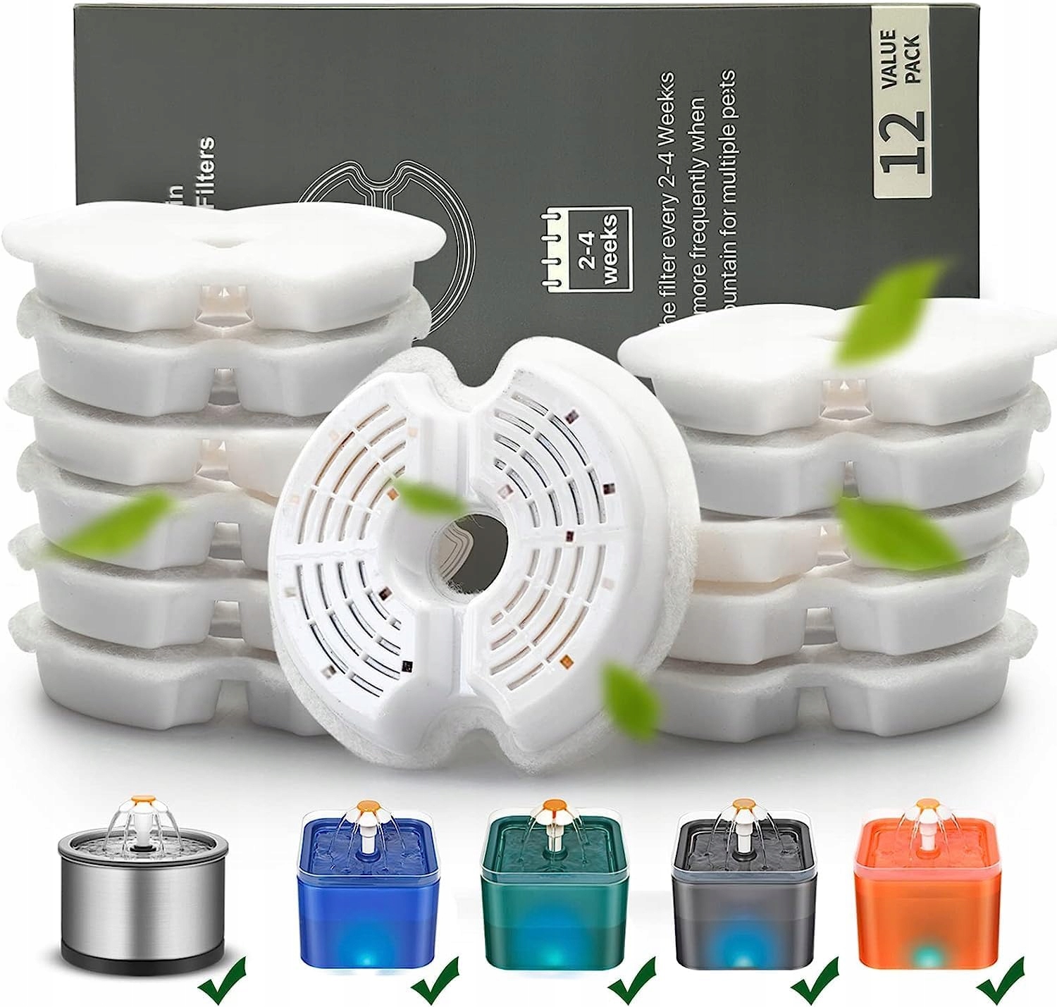 Levně 12 x Vyměnitelné Filtry Pro Napáječku Automatické Fontány Pro Kočky Psa