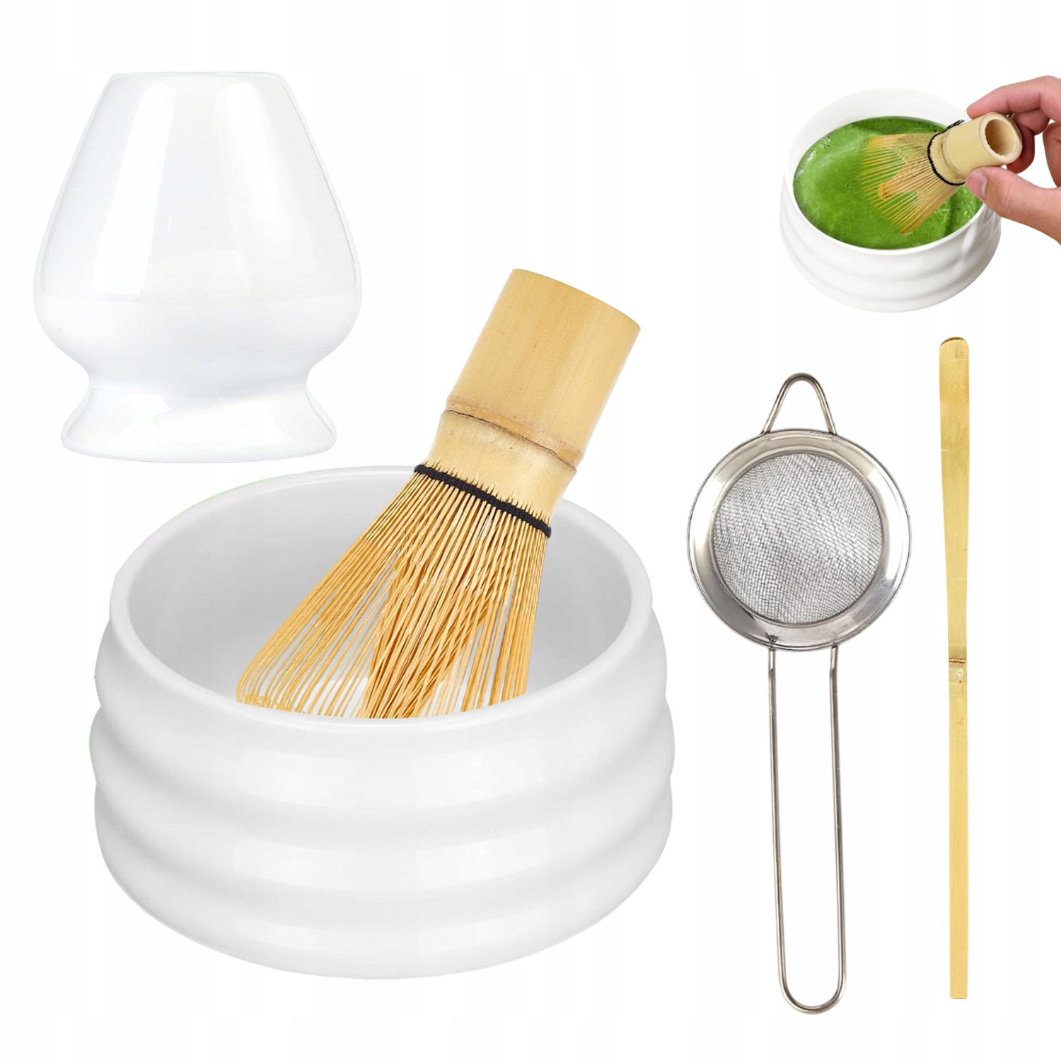 Levně Sada 5V1 Na Čaj Matcha Bambusový Nástroj Metla Na Matchu Trvalá