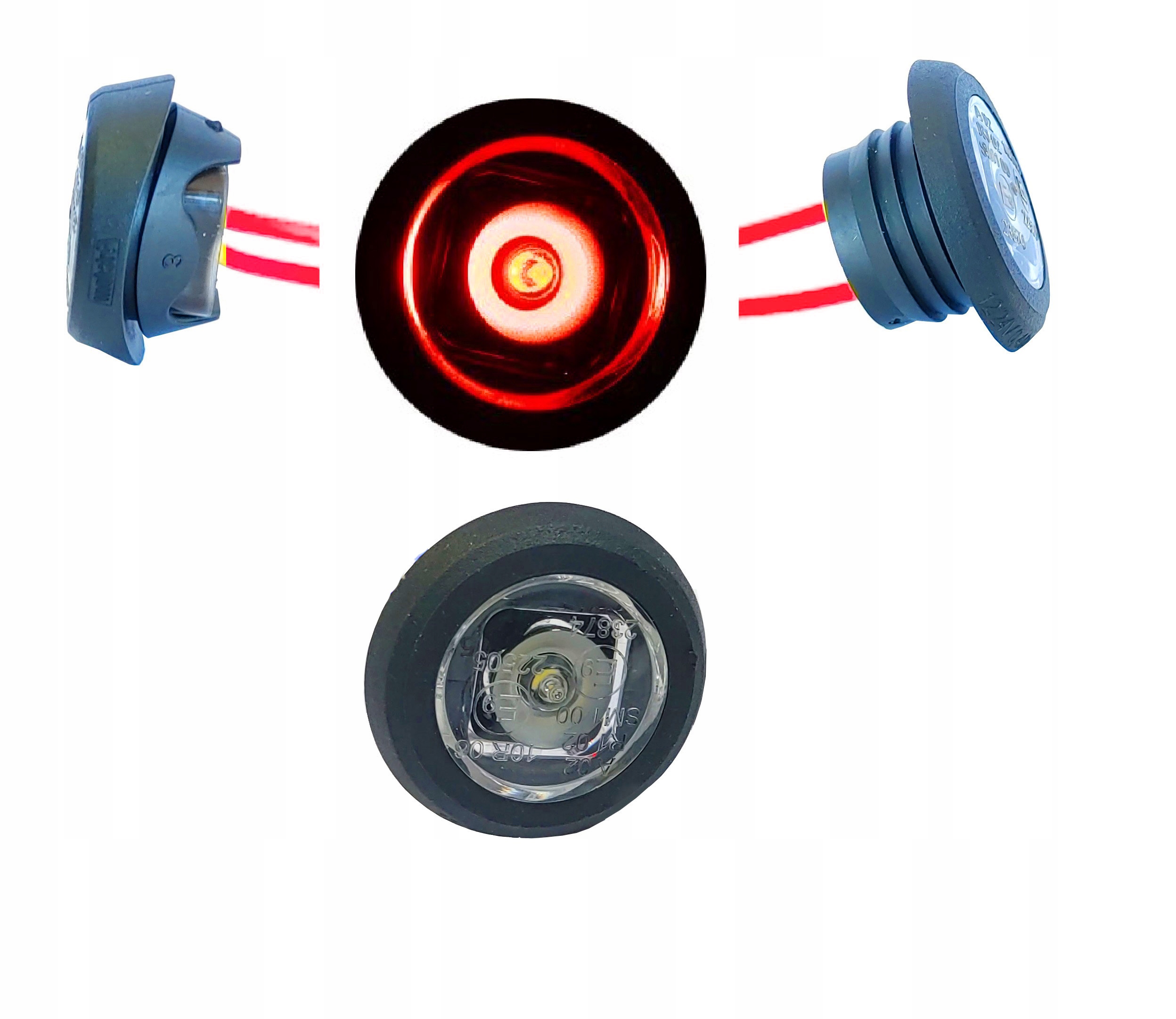 Lampa Obrysowa tylna LED FT-074 czerwona oczko wpuszczane na płasko na rurę Numer katalogowy części FT-074