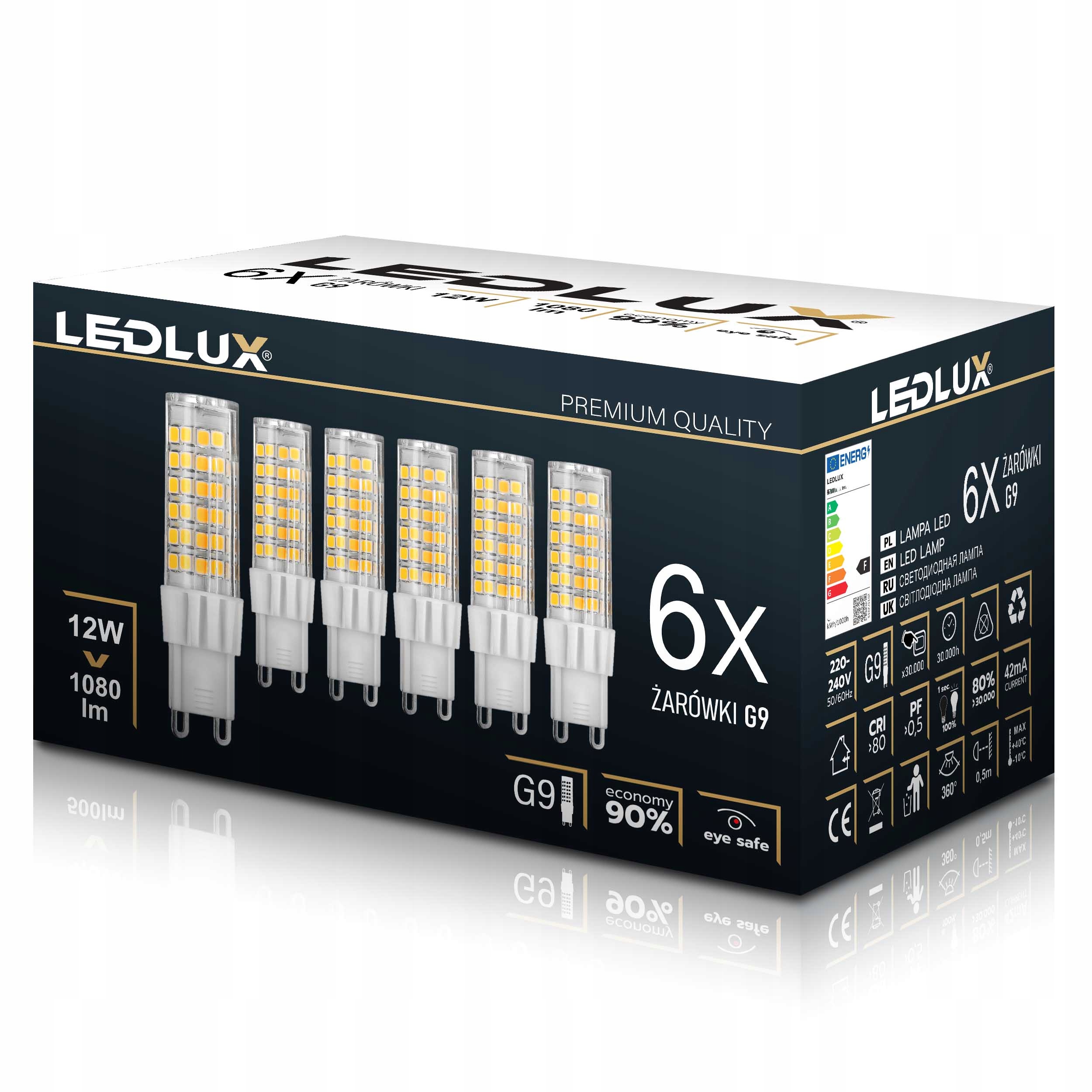 6x Led žárovka G9 12W 95W teplá neutrální studená Premium Ledlux nebliká