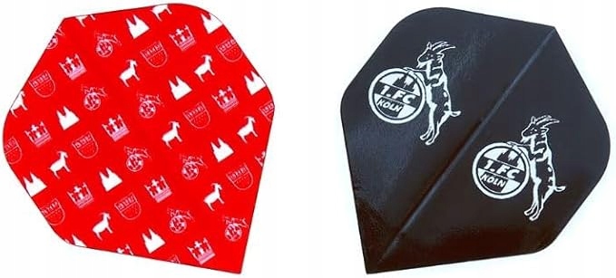 Dart Flights piórka synowane logiem Fc Koln 6 szt czarne czerwone