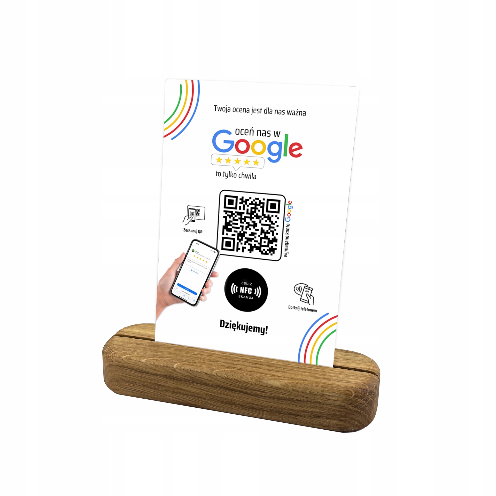 METALOWY STAND STOJAK QR NFC ZBIERANIE WYSTAWIANIE OPINII OCEŃ NAS W GOOGLE