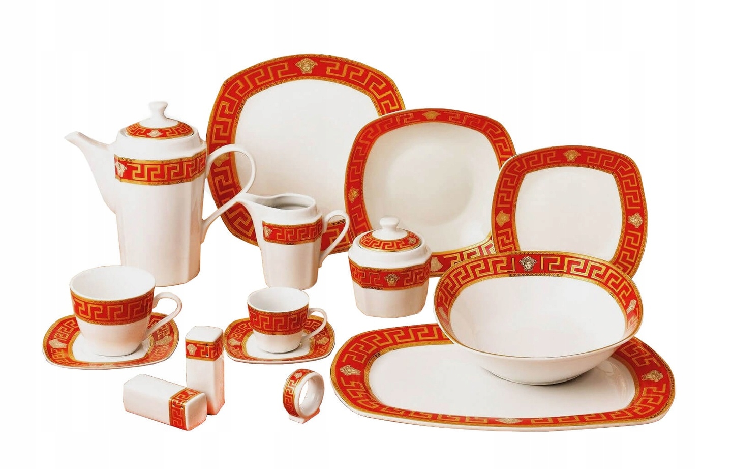 SERWIS OBIADOWY ZASTAWA STOŁOWA MEDUSA WZÓR GRECKI Stan opakowania oryginalne