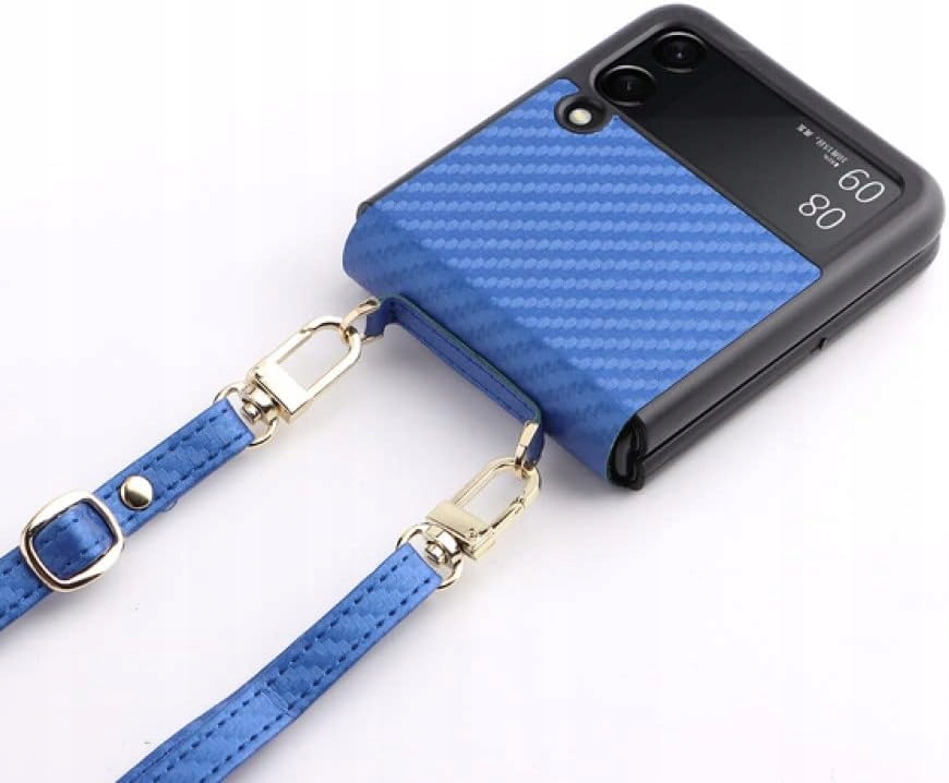 Etui Galaxy Z Flip 4 Niebieski Z Paskiem Na Ramię Niebieskie