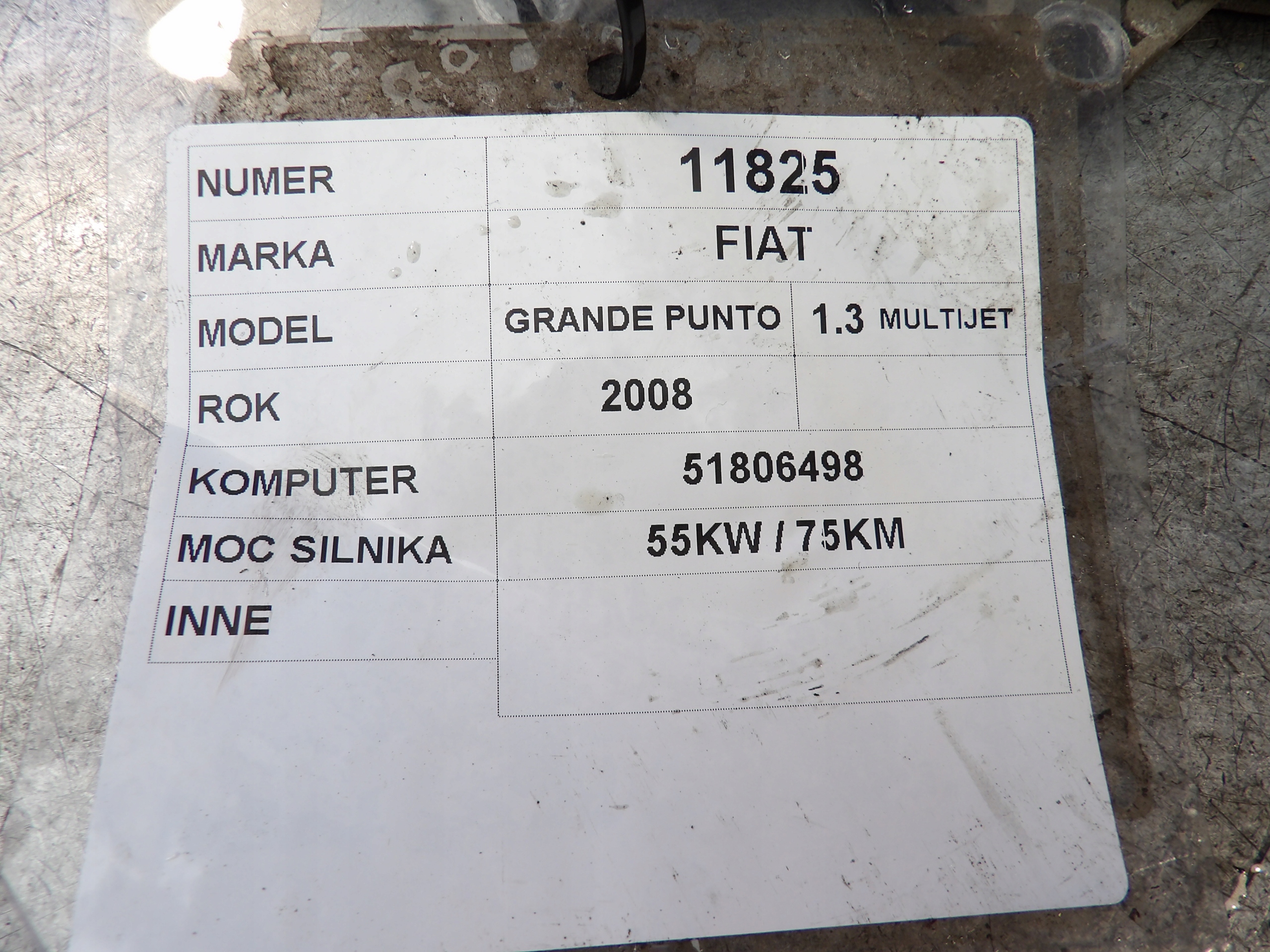 Fiat Grande Punto computer, control unit 51806498 MJD6F3.P7 71600.019.07