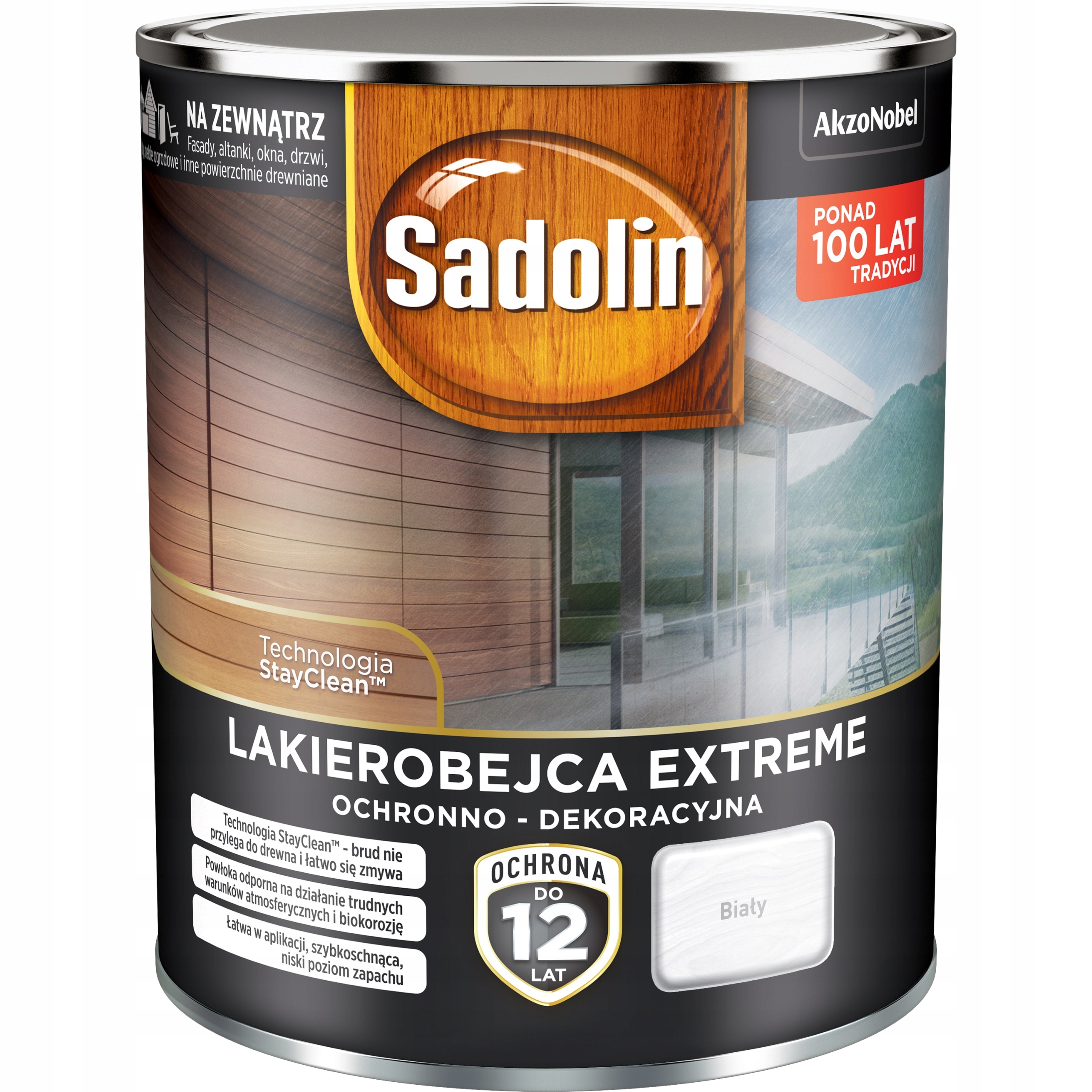Lakierobejca do drewna altan płotów SADOLIN EXTREME BIAŁA 0,75L