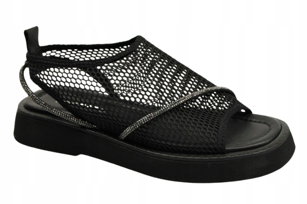 Sandály Boccato 127.20778 36 černé, síťované, na platformě