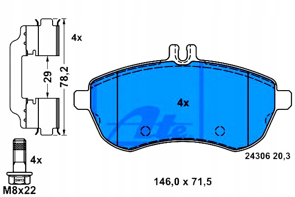 Ate Brzdové Destičky Mercedes Přední W204 C180-300