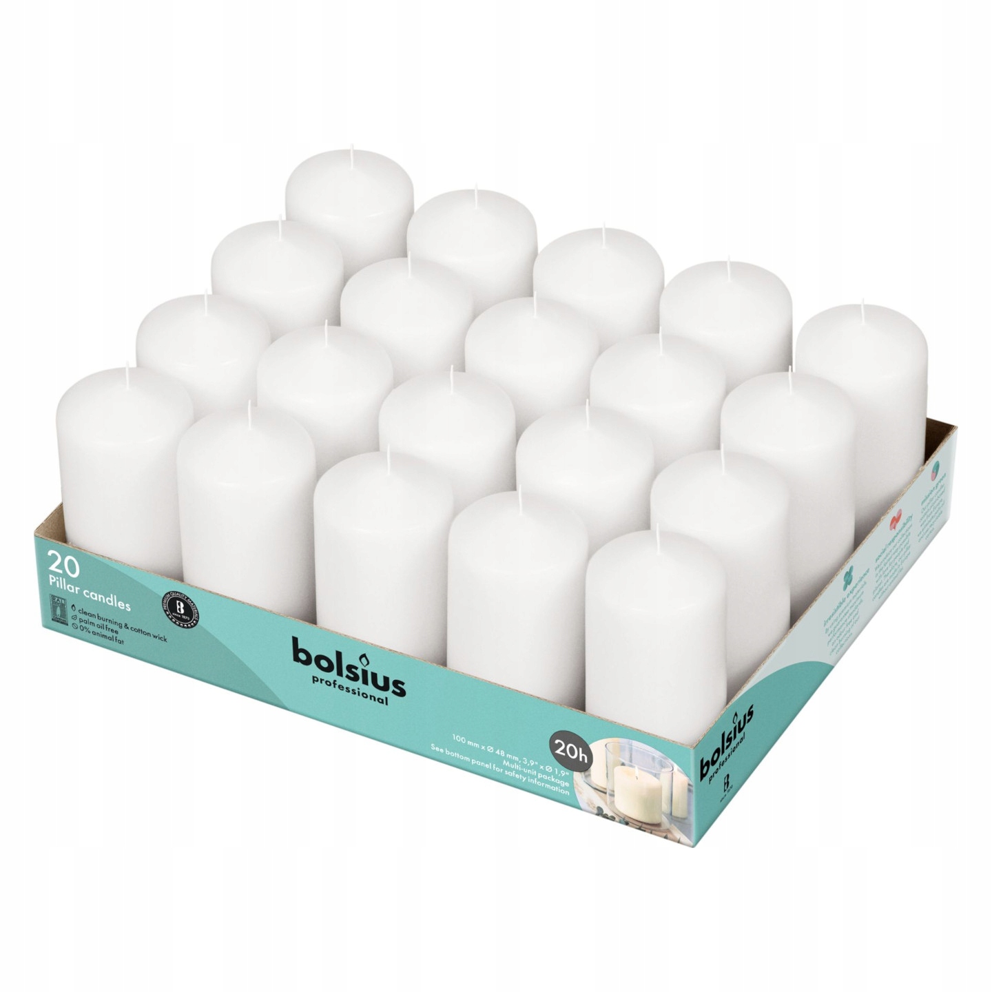 

Świece pieńkowe Bolsius 100/48mm białe 20 sztuk