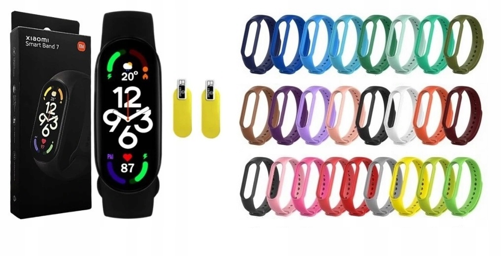 Xiaomi Mi Band 7 SpO2+2x folia LCD +2 opaski z PL