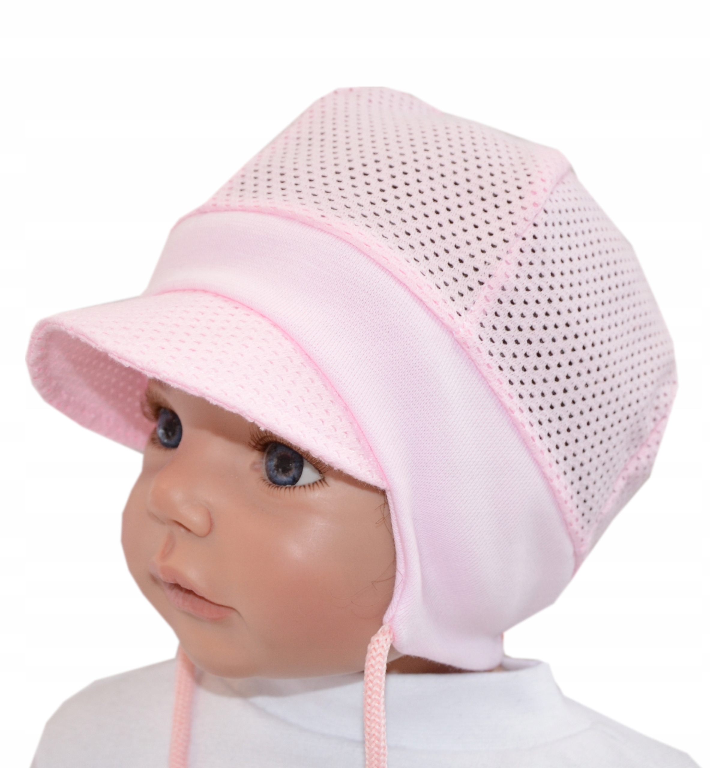 

ażurowa letnia czapka 36-41cm 0-3m różowa