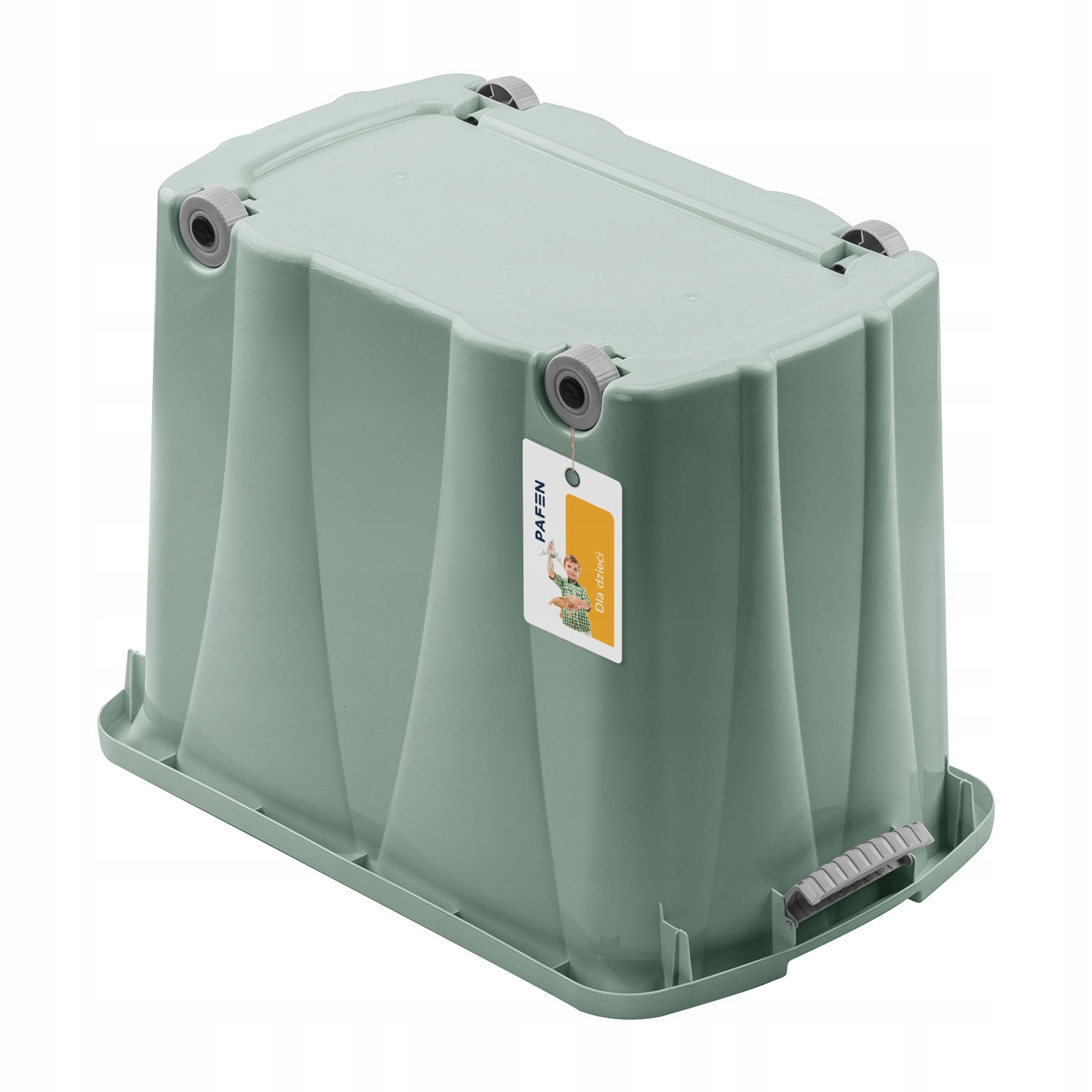 Pojemnik na zabawki z płaską pokrywą XL Zielony Materiał tworzywo sztuczne