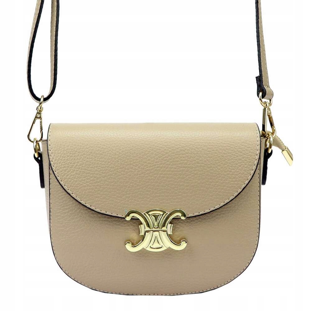 Dámská kabelka Luka Dollaro Kožená Kabelka Přes Rameno Tmavě béžová Zlaté Kování