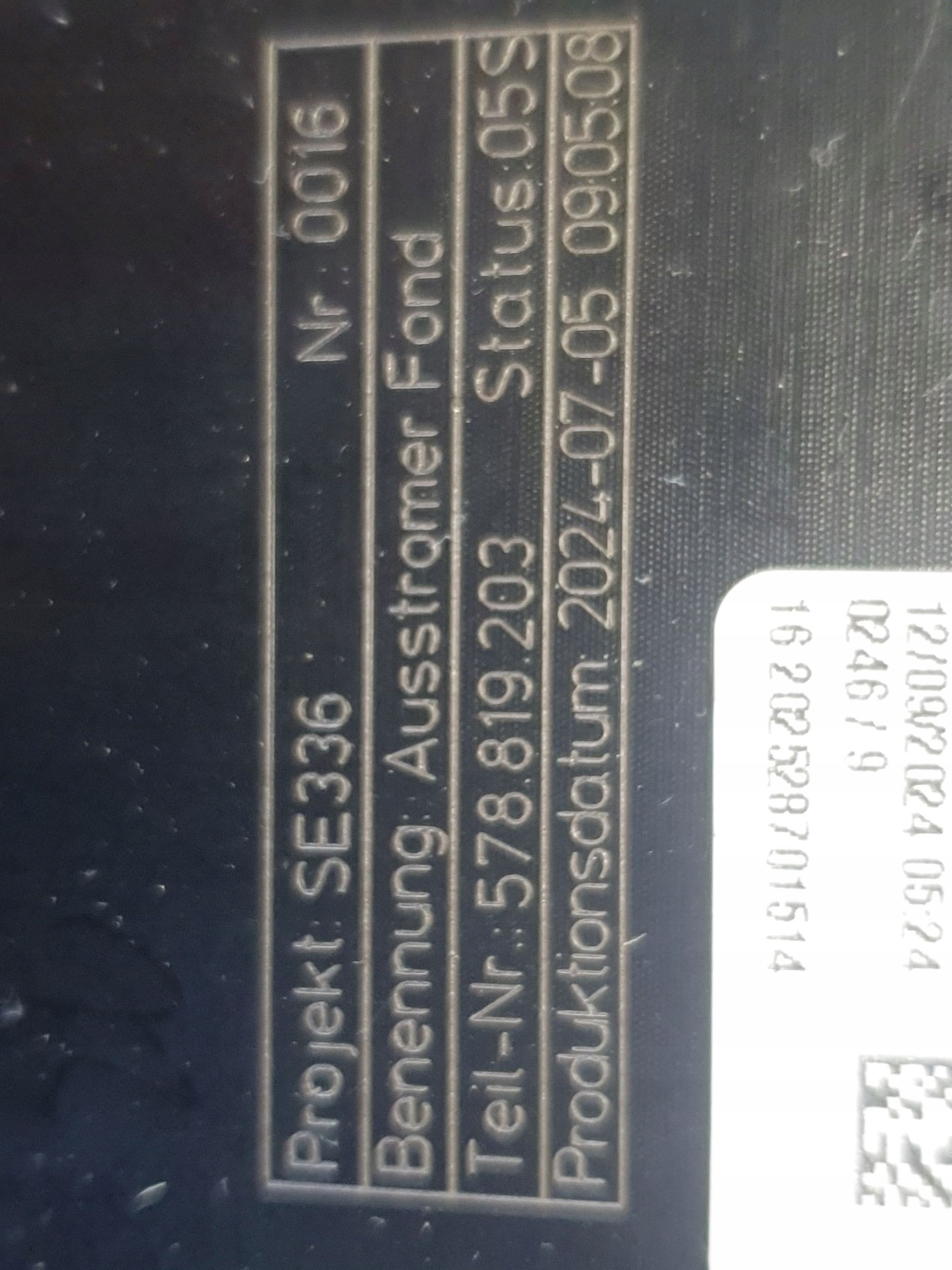 Cupra Terramar grid air conditioning devices rear part 578864298A
