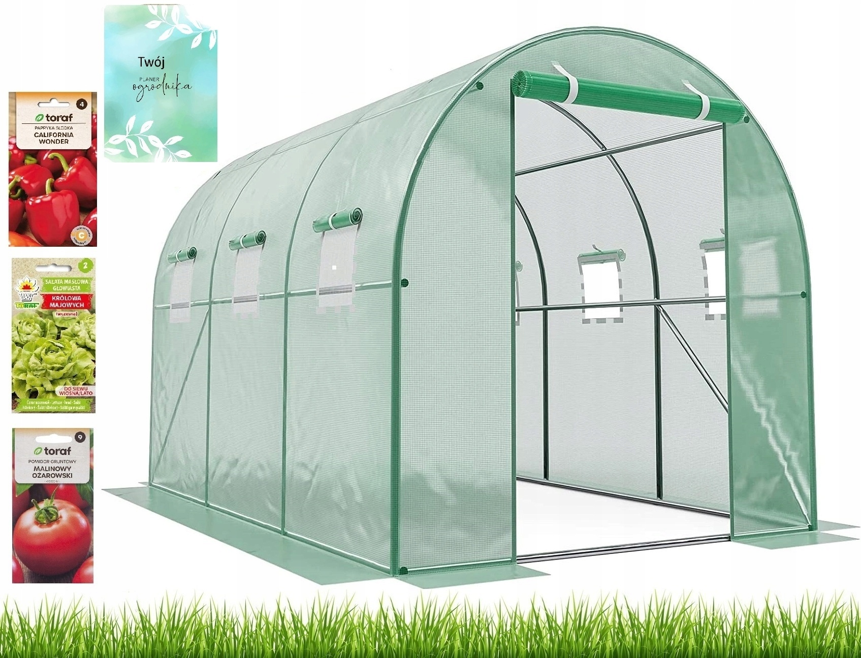 Tunel Ogrodowy Foliowy Szklarnia 2,5x5m 12,5m2 Rurki 25mm dodatki