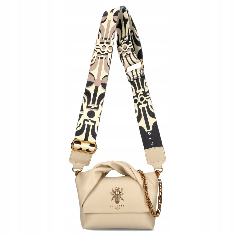 Ego Malá dámská kabelka Přes Rameno Kožená béžová srolovaná rukojeť Klapka