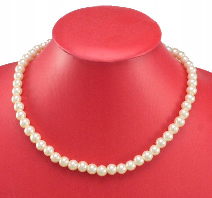 

Naszyjnik Perły Szklane Ecru Krótkie 8 MM