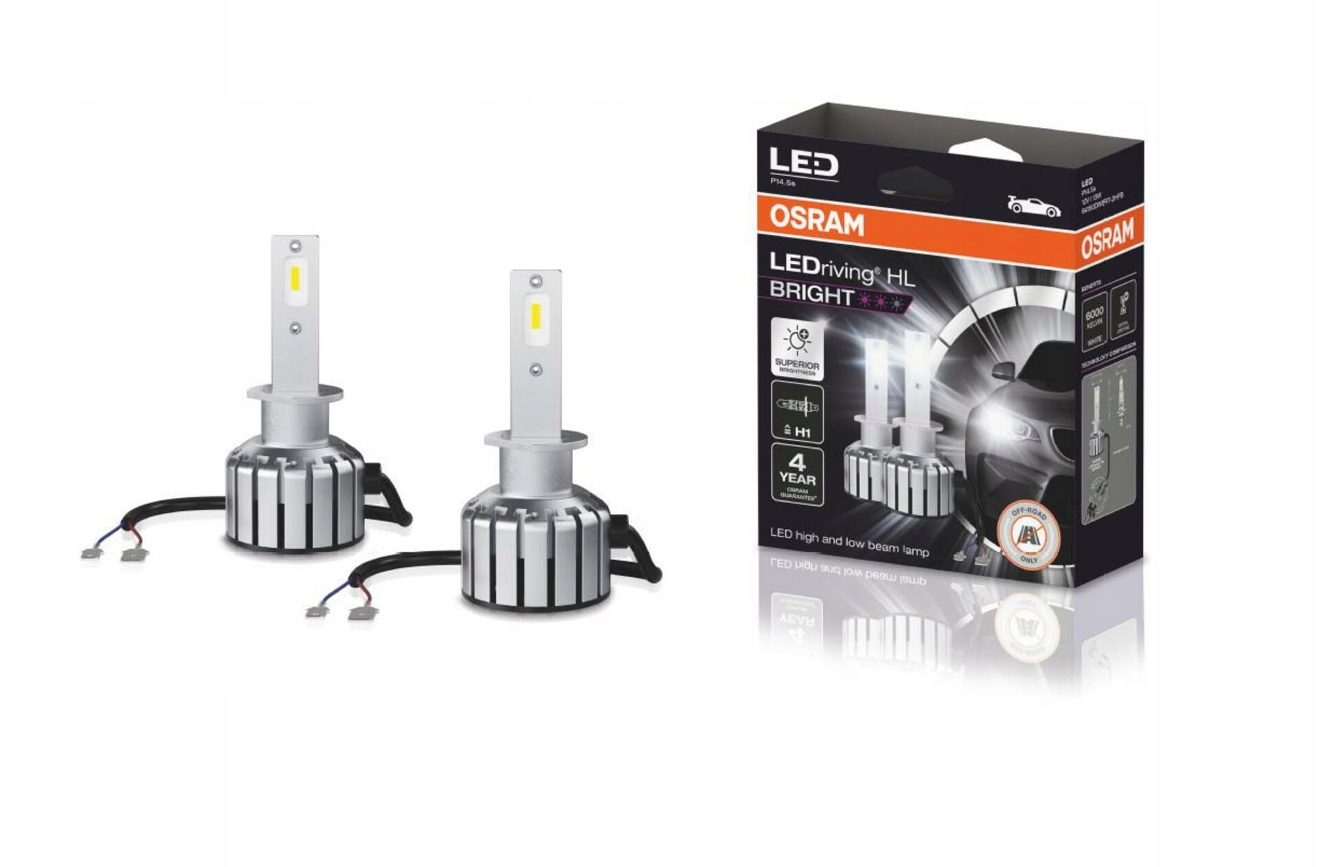 Osram LEDriving Hl Bright H1 12V 13W P14,5s 6000K White 2ks 64150DWBRT-2HFB