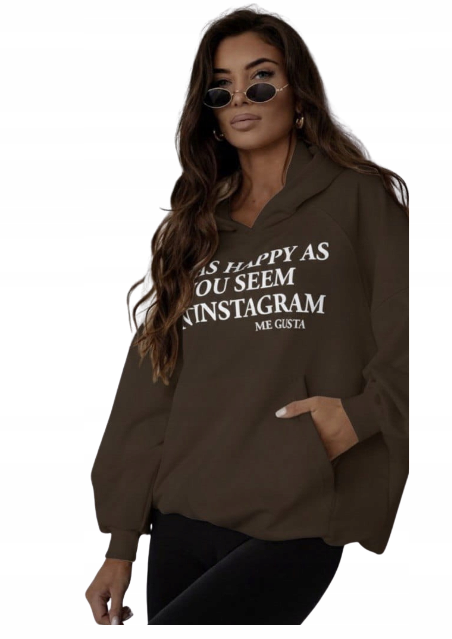 Mikina dámská oversize s kapucí Me Gusta hnědá