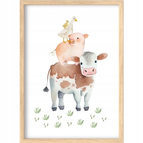 ZESTAW 3 PLAKATY OBRAZKI 30x40 FARMA ZWIERZĄTKA ZWIERZĘTA NA WSI MONTESSORI Szerokość produktu 30 cm