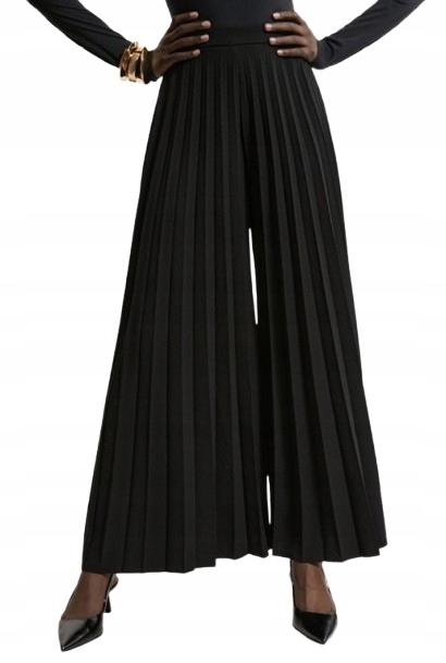 Karen Millen Černé Široké Plisované Kalhoty S Vysokým Pasem 38 Nmc